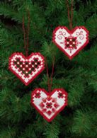 Hardanger Heart Ornament - Set of 3 Assorted