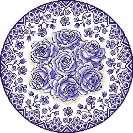click here to view larger image of Rose Roundel No 1 - Blue (chart)