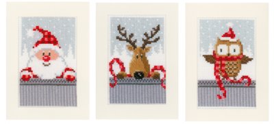 click here to view larger image of Christmas Card Buddies (Set of 3) (counted cross stitch kit)