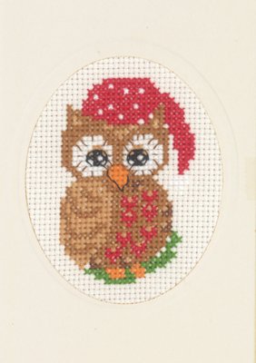 click here to view larger image of Owl Card with Envelope (counted cross stitch kit)