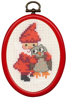 click here to view larger image of Elf and Owl Ornament (counted cross stitch kit)