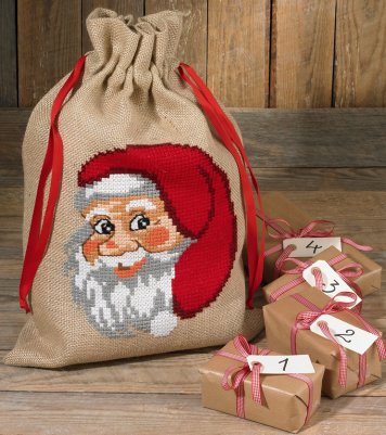 click here to view larger image of Santa Face Gift Bag (counted cross stitch kit)
