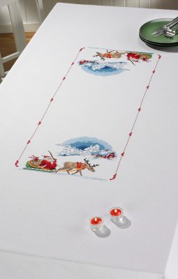 click here to view larger image of Santa Sleigh Table Cloth (counted cross stitch kit)