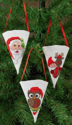 Santa, Owl, Reindeer/Elf Cones  (3 designs)