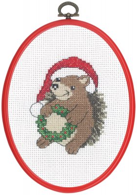 click here to view larger image of Hedgehog With Wreath (counted cross stitch kit)