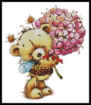 click here to view larger image of Teddy Bee With Flowers  (Lena Faenkova) (chart)