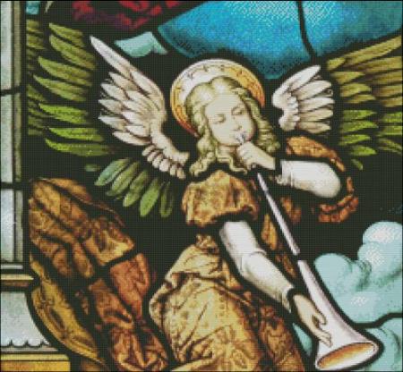 Church Window Angel with Horn