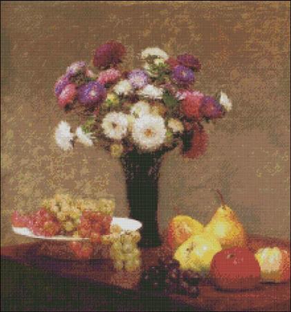 Fantin-Latour Asters and Fruits