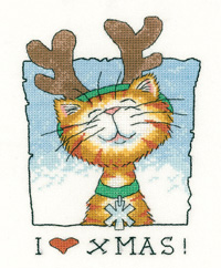 click here to view larger image of I Love Christmas - Cats Rule (27ct) (counted cross stitch kit)