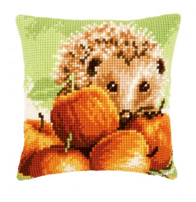 click here to view larger image of Hedgehog With Apples Cushion (needlepoint)