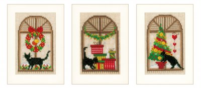 click here to view larger image of Christmas Cards (3 Designs) (counted cross stitch kit)