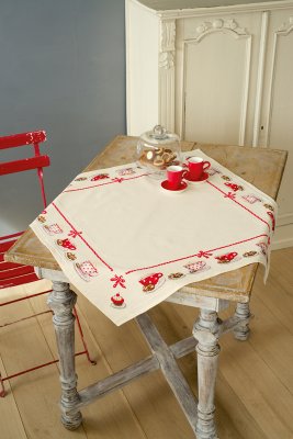 click here to view larger image of Coffee Break Tablecloth (counted cross stitch kit)