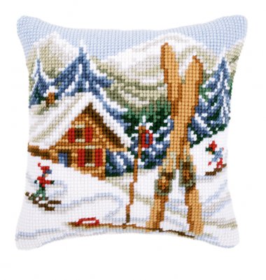 click here to view larger image of Snow Fun Cushion (needlepoint)