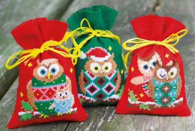 Christmas Owls - Set of 3 Bags