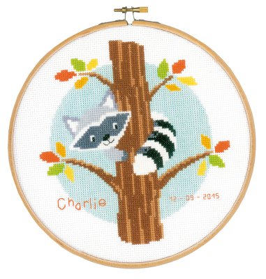 click here to view larger image of Raccoon in Tree (counted cross stitch kit)