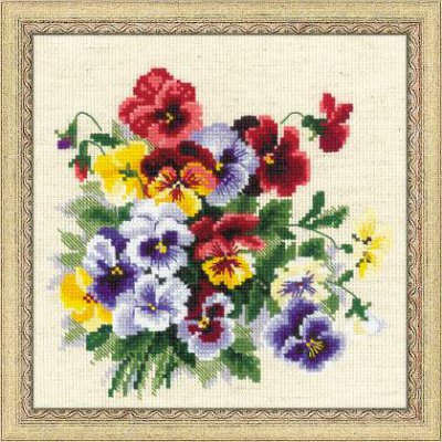 click here to view larger image of Pansy Medley (counted cross stitch kit)