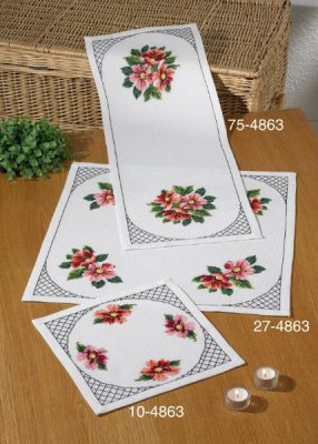 click here to view larger image of Cosmos Table Cloth (Center) (counted cross stitch kit)