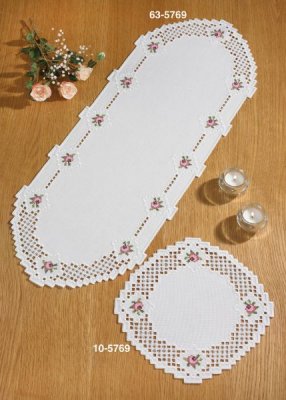 Hardanger With Flowers Table Topper (Lower Right)