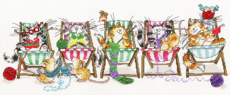 click here to view larger image of Kitty Knit (counted cross stitch kit)