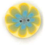 Blue Poppy on Yellow Button