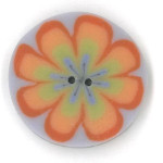 Orange Poppy on Purple Button