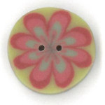 Red Poppy on Green Button