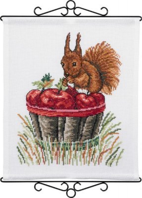 click here to view larger image of Squirrel and Apples (counted cross stitch kit)