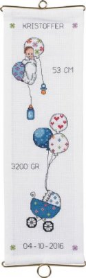 click here to view larger image of Boy Birth Announcement Bellpull (counted cross stitch kit)