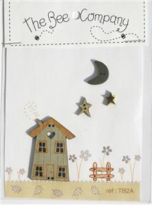 Autumn House and Moon Buttons
