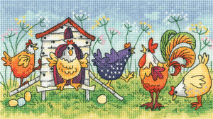 click here to view larger image of Happy Hens - Birds of a Feather (Aida) (counted cross stitch kit)