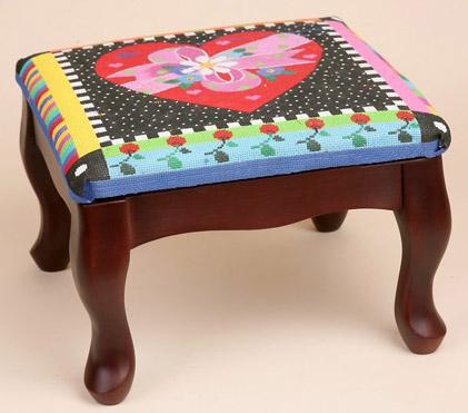 Classic Footstool - 12in x 12in - Mahogany