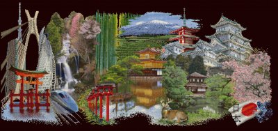click here to view larger image of Japan - 18ct Black Aida (counted cross stitch kit)