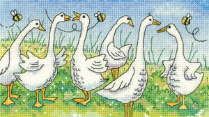click here to view larger image of Gossiping Geese - Birds of A Feather - Aida (counted cross stitch kit)