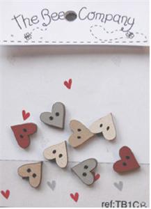 8 Mini Assorted Heart Buttons - Red