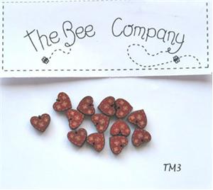 12 Mini Red Heart Buttons