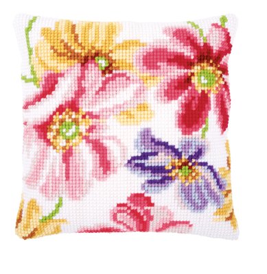click here to view larger image of Colorful Flowers Cushion (needlepoint)