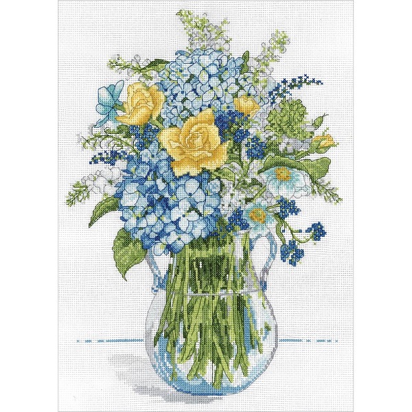 click here to view larger image of Blue and Yellow Floral (counted cross stitch kit)