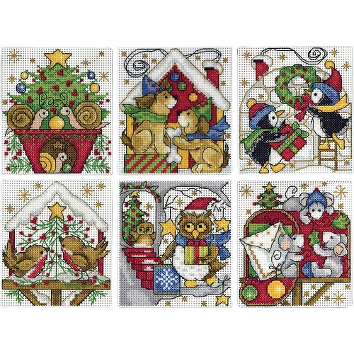 click here to view larger image of Home For Christmas Ornaments - Set of 6 (counted cross stitch kit)