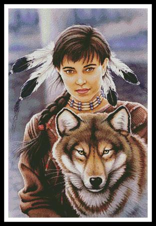 click here to view larger image of Native American Maiden and Wolf  (Howard Robinson) (chart)