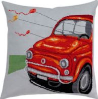 click here to view larger image of Red Fiat Pillow (counted cross stitch kit)