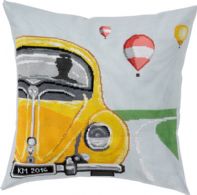 click here to view larger image of Yellow VW Bug Pillow (counted cross stitch kit)