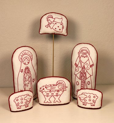 Alaska Redwork Nativity - 6 Piece Set