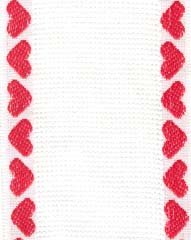White With Red Heart Border Cotton Banding - 14ct