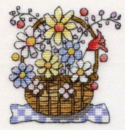 Mini Basket of Flowers (Aida)