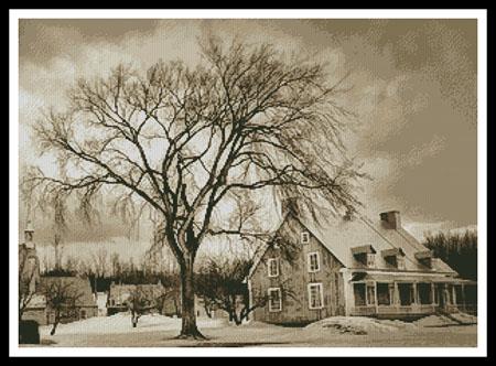 Sepia House In Winter