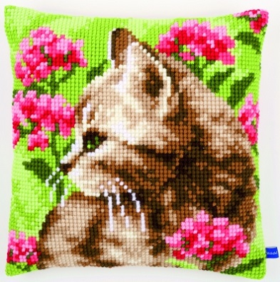 Cat In Field Of Flowers Cushion