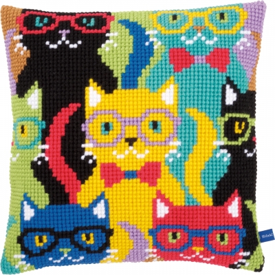 click here to view larger image of Funny Cats Cushion (needlepoint)