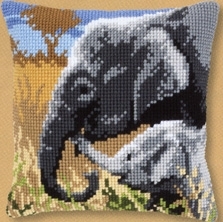 click here to view larger image of Elephant Love Pillow (counted cross stitch kit)