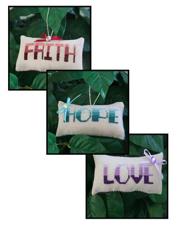 Faith Hope Love Ornament Trio
