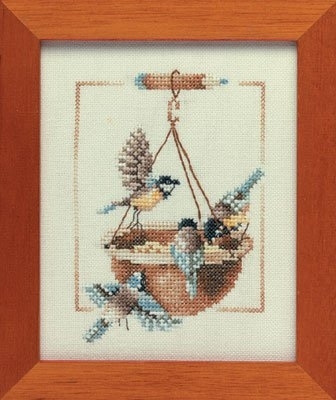 click here to view larger image of Feeding Dish with Birds - 27ct Marjolein Bastin  (counted cross stitch kit)